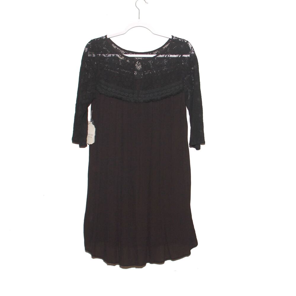 NEW Altar'd State Black Lace Top Crinkle Fabric Dress Size Medium